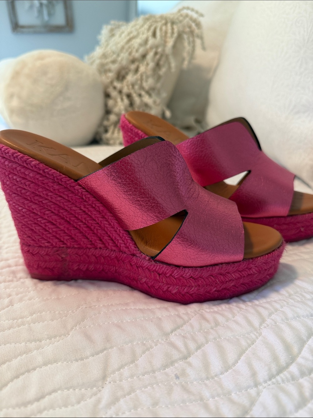 kanna Hot Pink Wedge Sandals